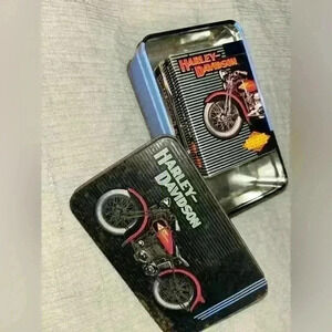 Vintage Harley Davidson card set with tin